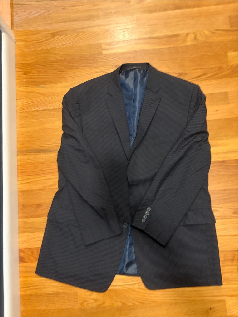 Haggar Navy Pinstripe Suit Jacket - Single-Breasted Blazer
